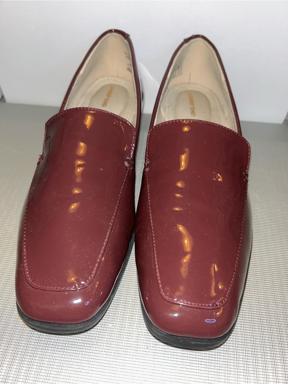 Lands end Royal burgundy patent loafers
